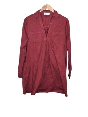 ASOS Design Twill Pocket Shift Mini Dress Raspberry Red Sz 6
